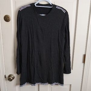 Dark Gray Long Sleeve Top withSequins